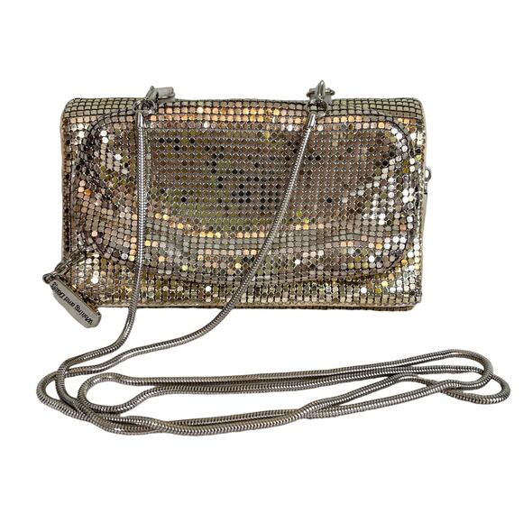 Vintage Whiting and Davis disco Light Gold Gemstone shoulder Bag wallet clutch - Picture 1 of 6